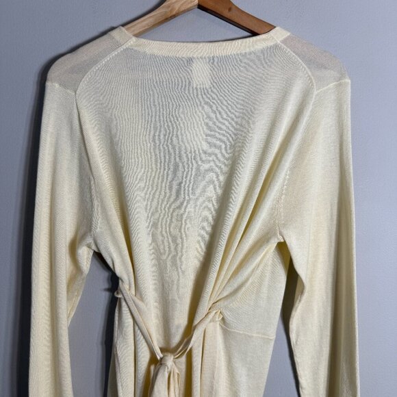 J. Crew Wrap Cardigan Sweater Women's Large Butter Yellow Preppy Minimalist NWT - Picture 10 of 13